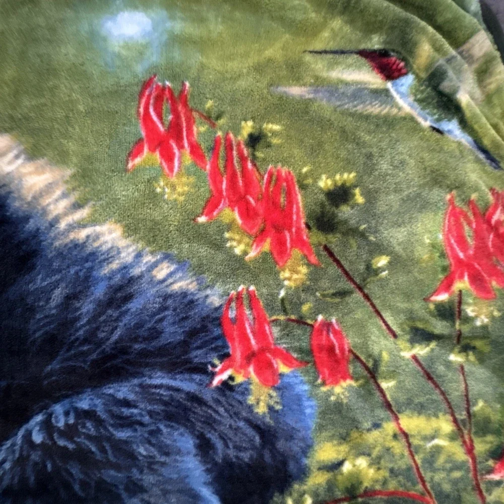 Northwest Plush Throw Blanket Bear Cub Bird Wish I Could Fly Artist Hunter 50x60